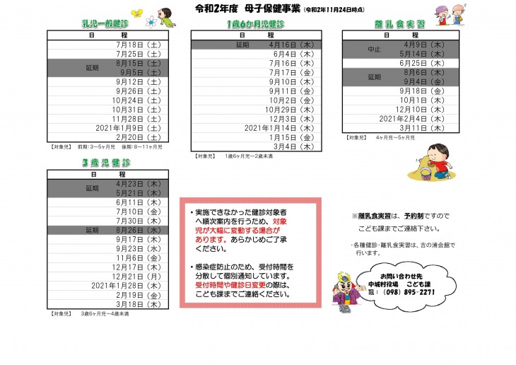 乳幼児健診 乳児 1歳6か月児 3歳児 についてご協力のお願い 中城村 心豊かな暮らし 住みたい村 とよむ中城