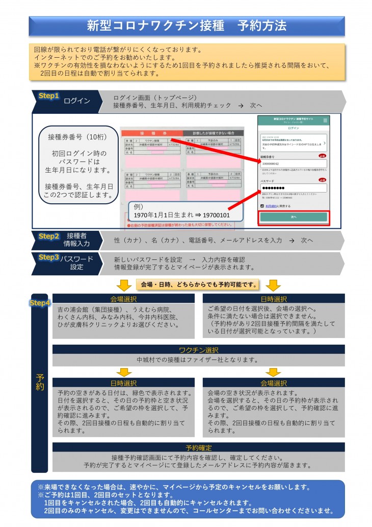 新型コロナワクチン接種のネット予約を開始しました！｜中城村｜中城が