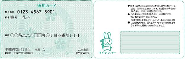 通知カード見本